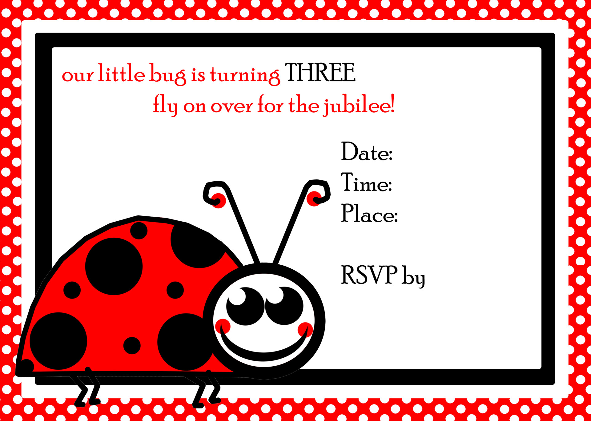 Free download high resolution image - free image free photo free stock image public domain picture -Ladybug 3rd Birthday Invite