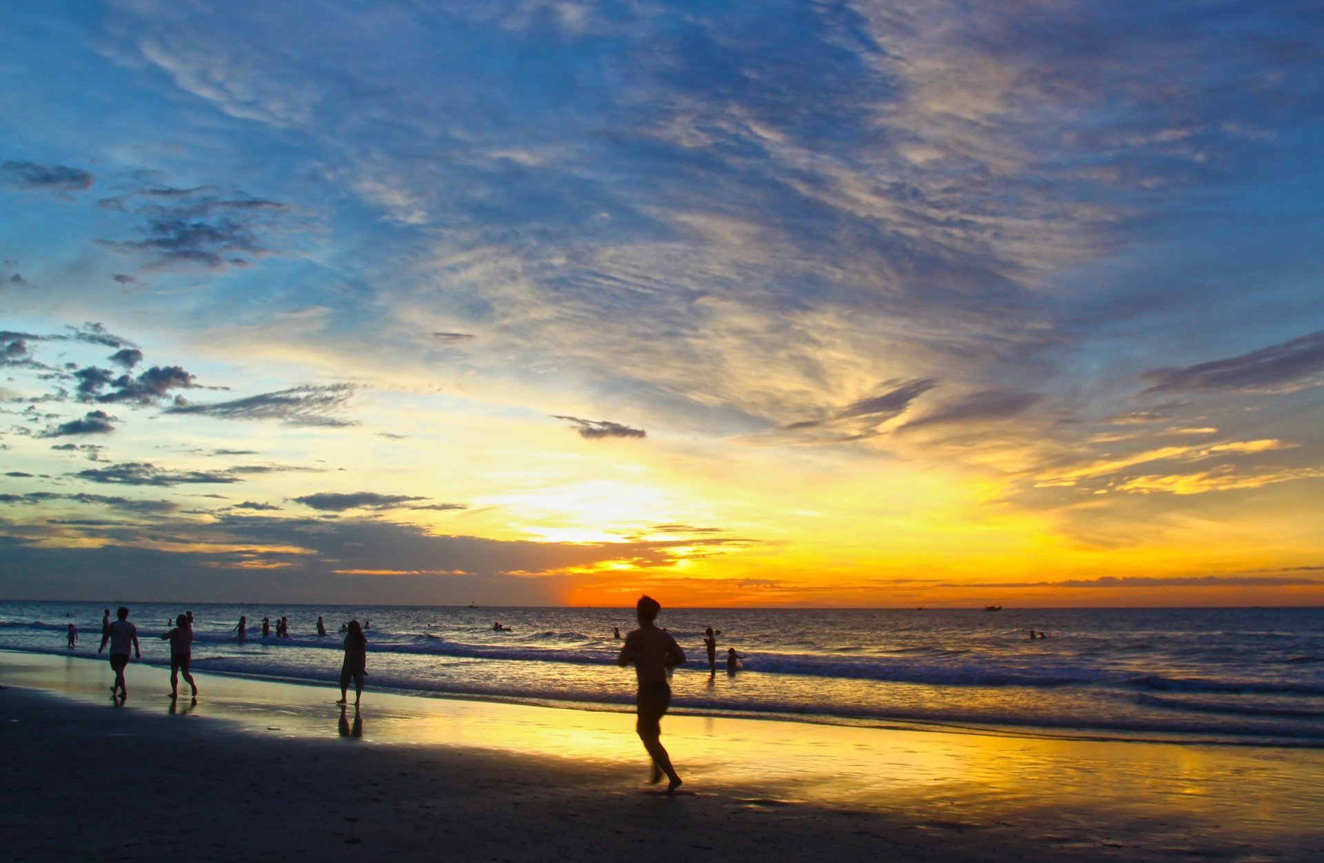 Free download high resolution image - free image free photo free stock image public domain picture -Young men jogging on wet sand by sea edge on vivid sunset