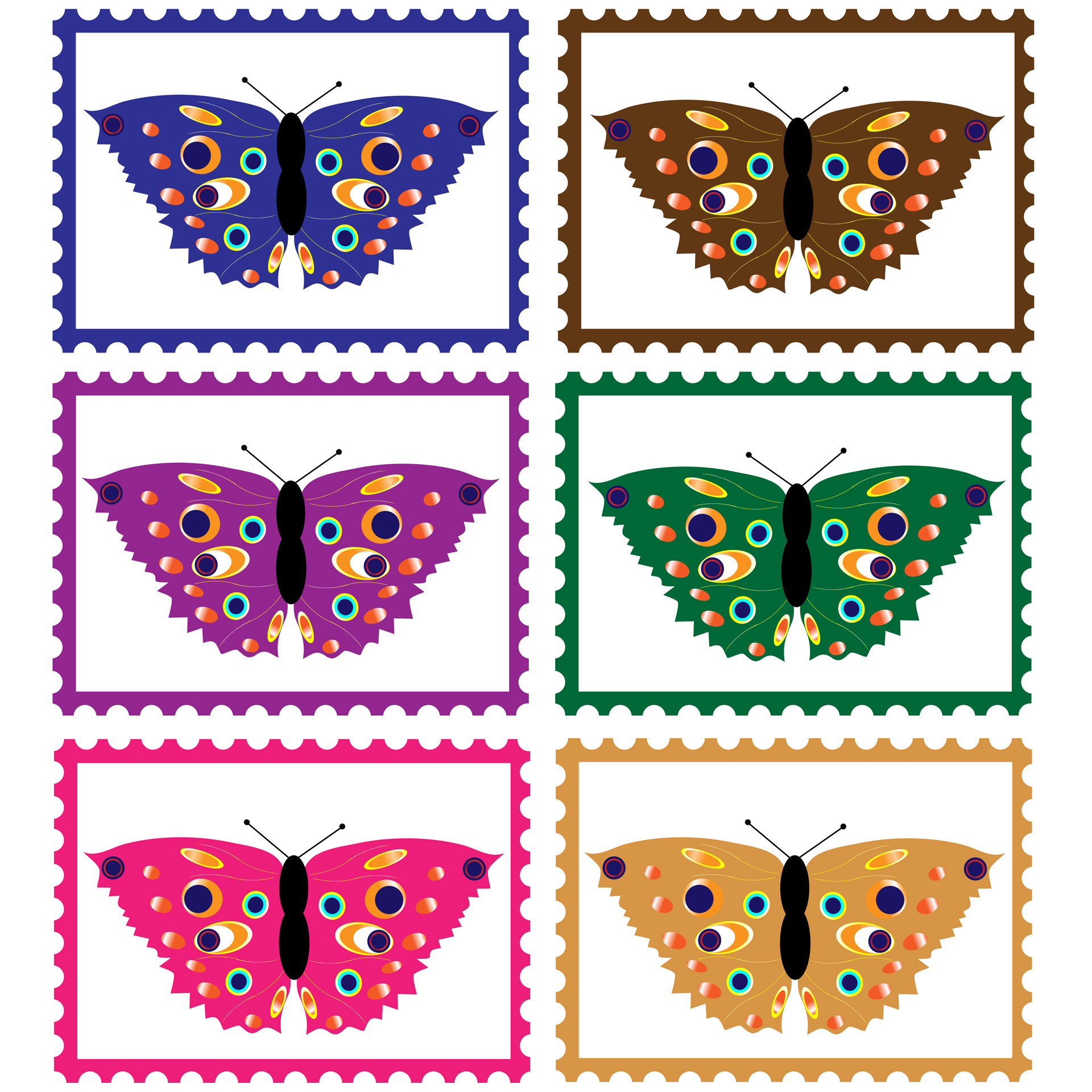 Free download high resolution image - free image free photo free stock image public domain picture -Colorful butterflies on stamps illustration