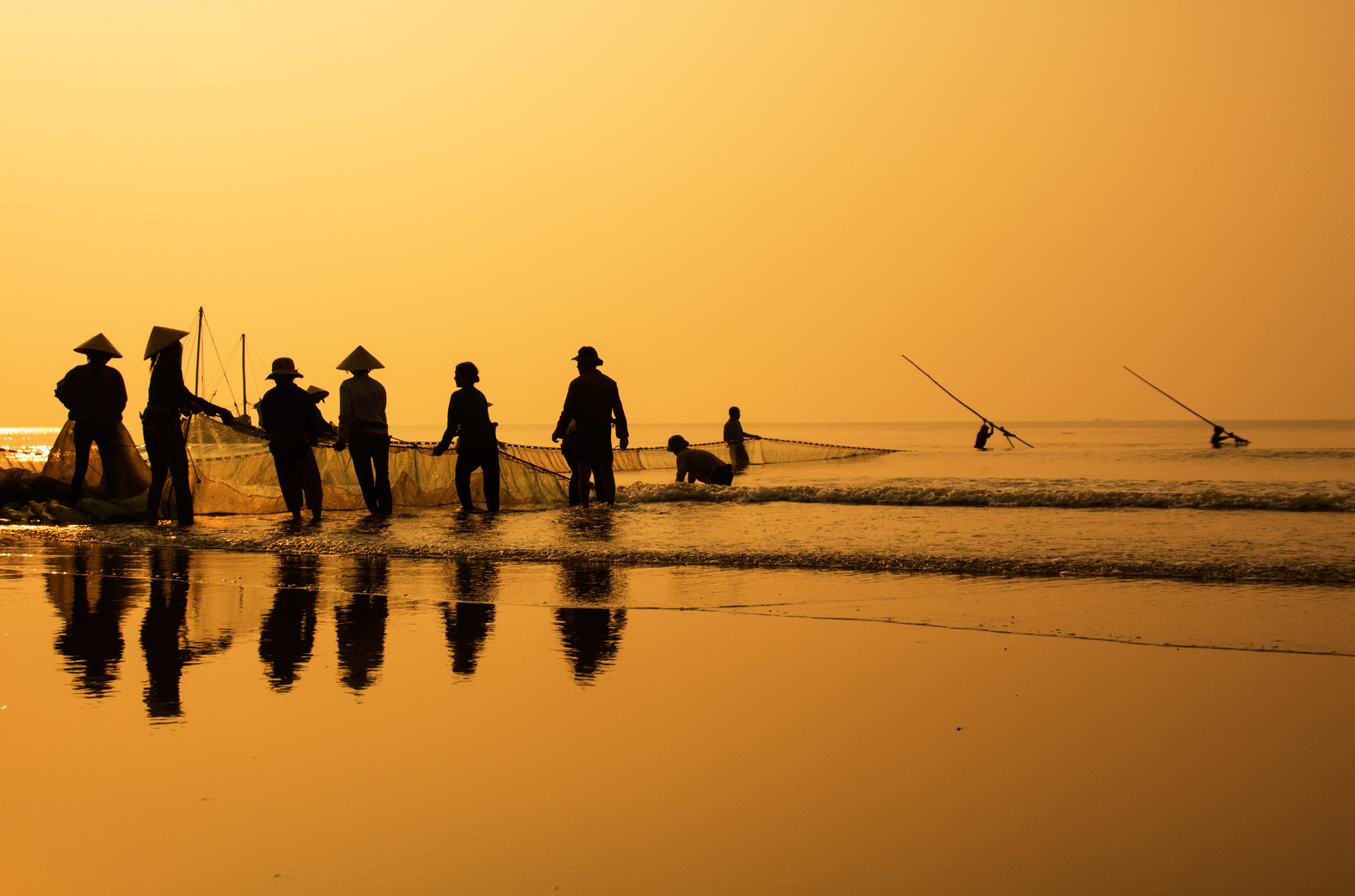 Free download high resolution image - free image free photo free stock image public domain picture -Fishermans are working in sunrise at Sam Son