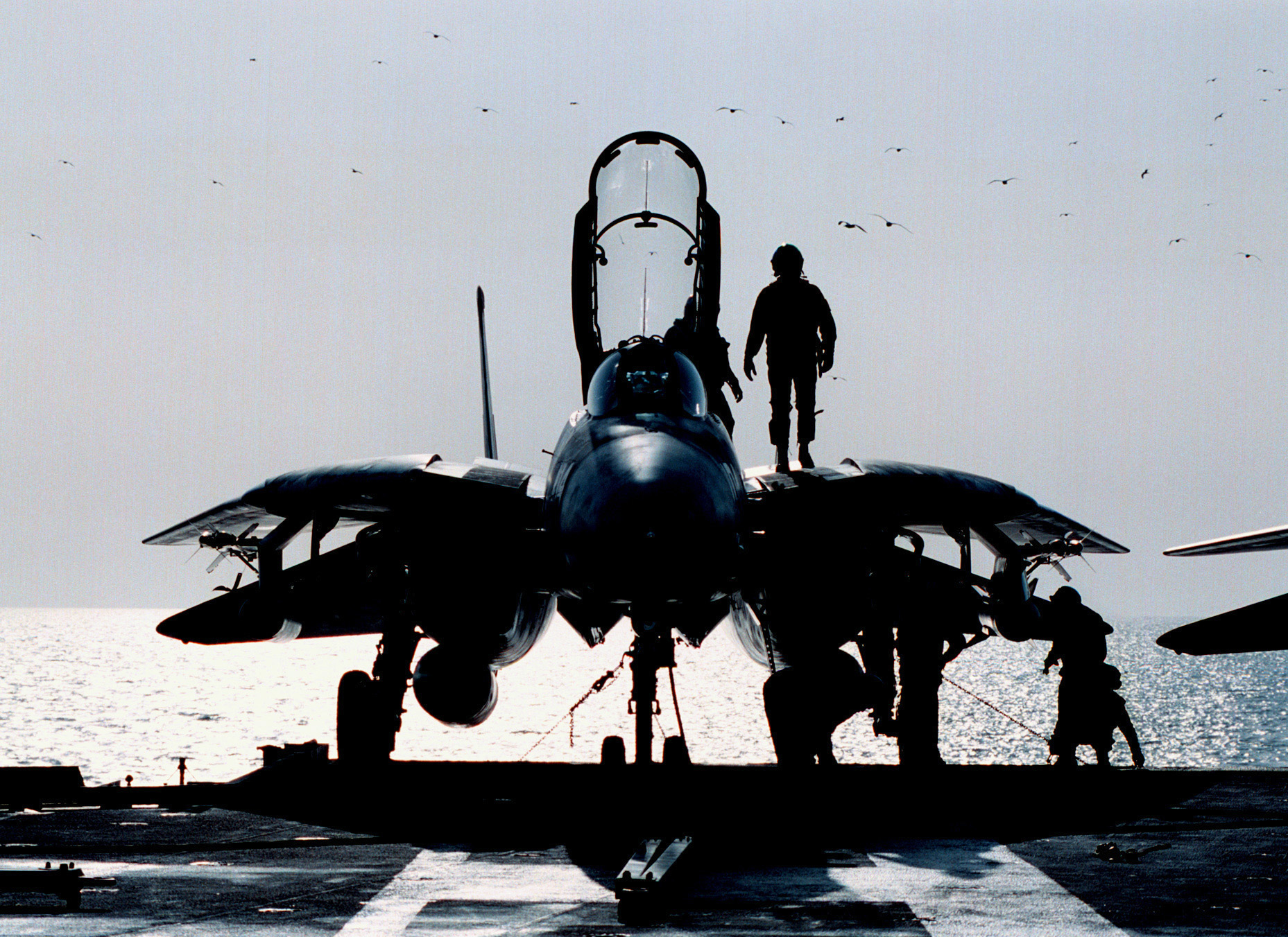 Free download high resolution image - free image free photo free stock image public domain picture -F-14B Tomcat a pre flight inspection on the flight deck