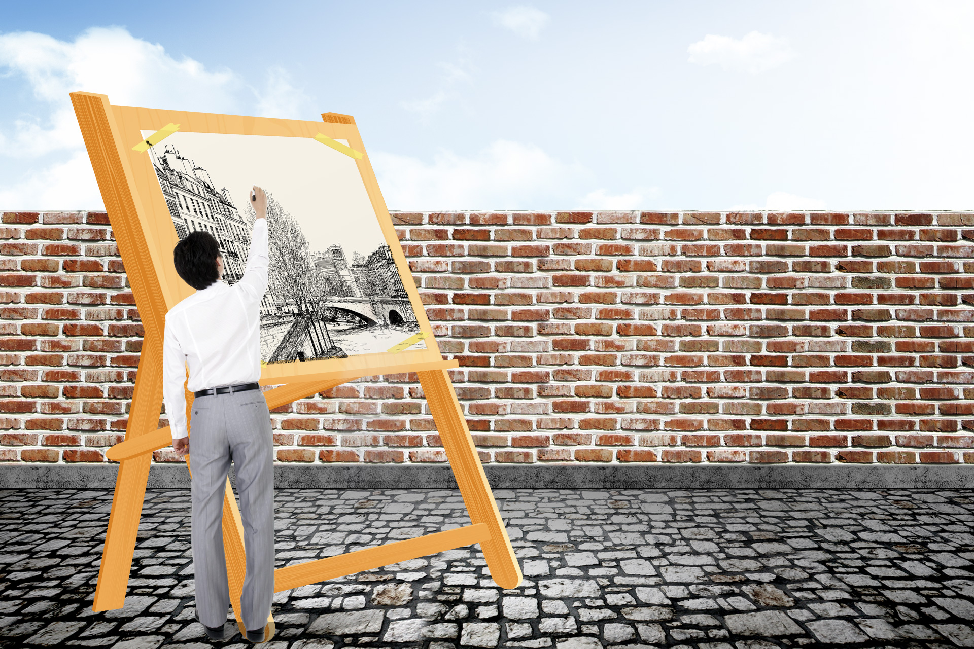 Free download high resolution image - free image free photo free stock image public domain picture -Male artist standing by a painting on an easel