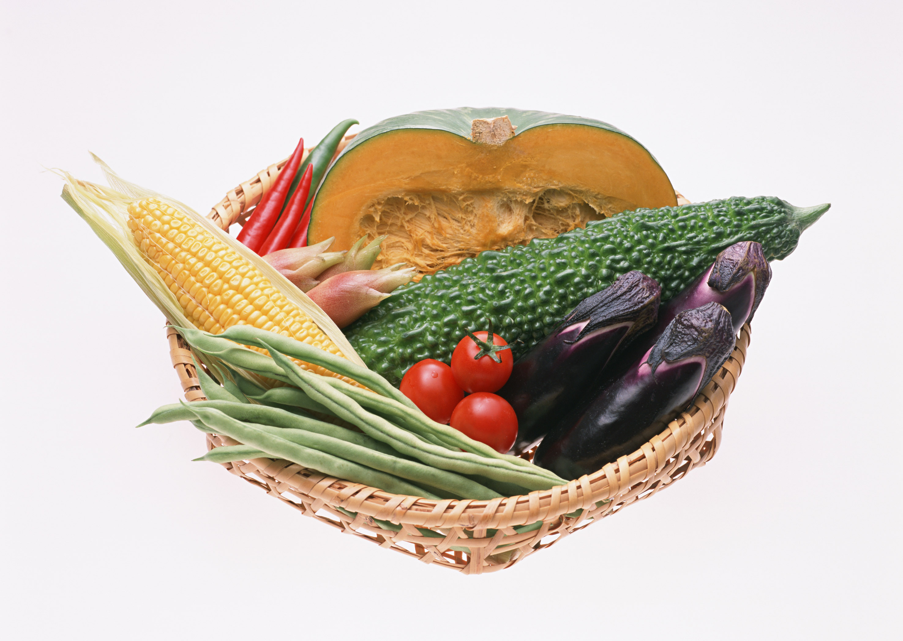 Free download high resolution image - free image free photo free stock image public domain picture -Indian bitter melons and vegetables and wicker basket