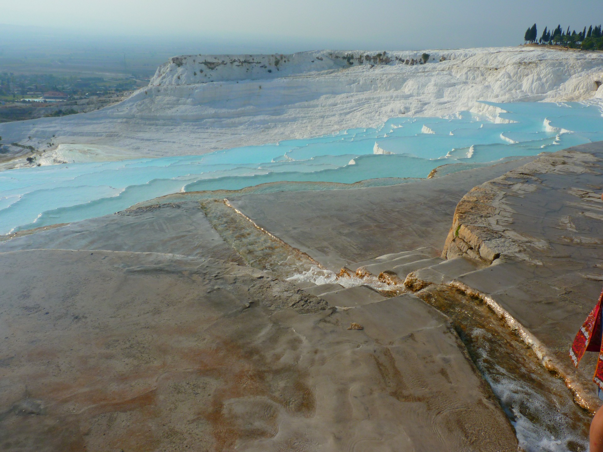 Free download high resolution image - free image free photo free stock image public domain picture -view of Pamukkale city and green valley from turquoise blue pool