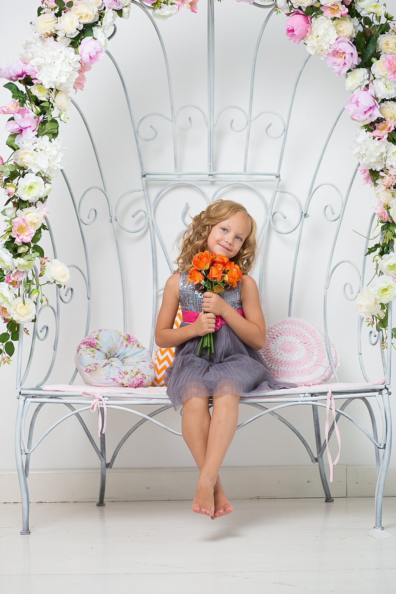 Free download high resolution image - free image free photo free stock image public domain picture -Little girl in a beautiful beige dress sitting with flower