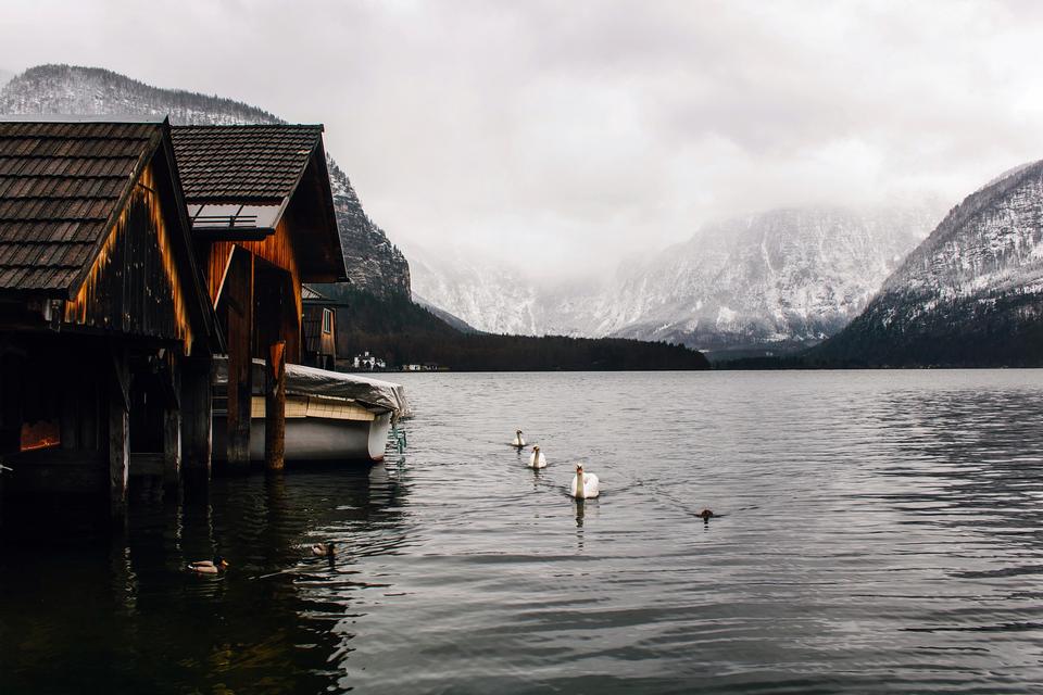 Free download high resolution image - free image free photo free stock image public domain picture  Old Wooden Boathouses in Hallstatt, Austria, on a Foggy Day