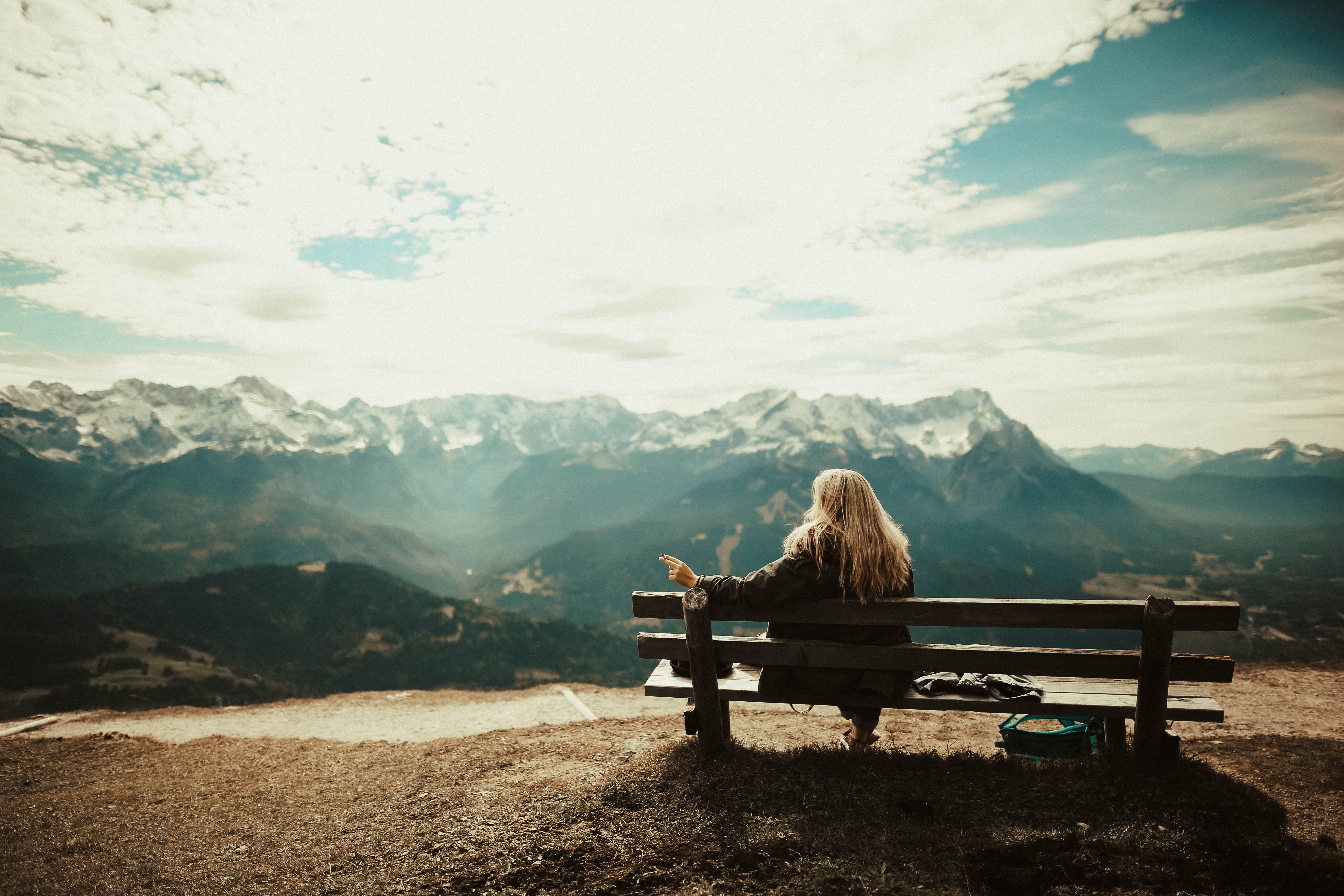 Free download high resolution image - free image free photo free stock image public domain picture -Woman sitting on wooden chair at viewpoint