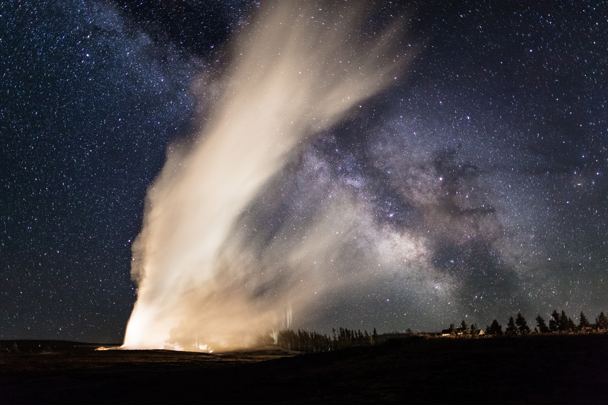 Free download high resolution image - free image free photo free stock image public domain picture -Old Faithful and Milky Way crisscross on a clear summer night