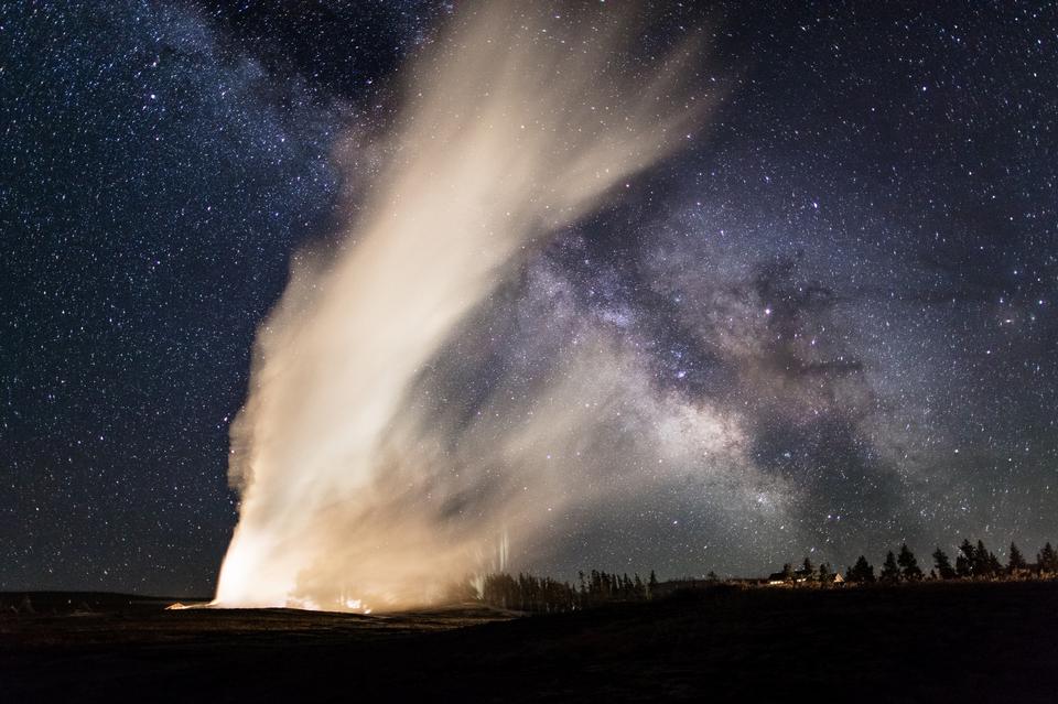 Free download high resolution image - free image free photo free stock image public domain picture  Old Faithful and Milky Way crisscross on a clear summer night