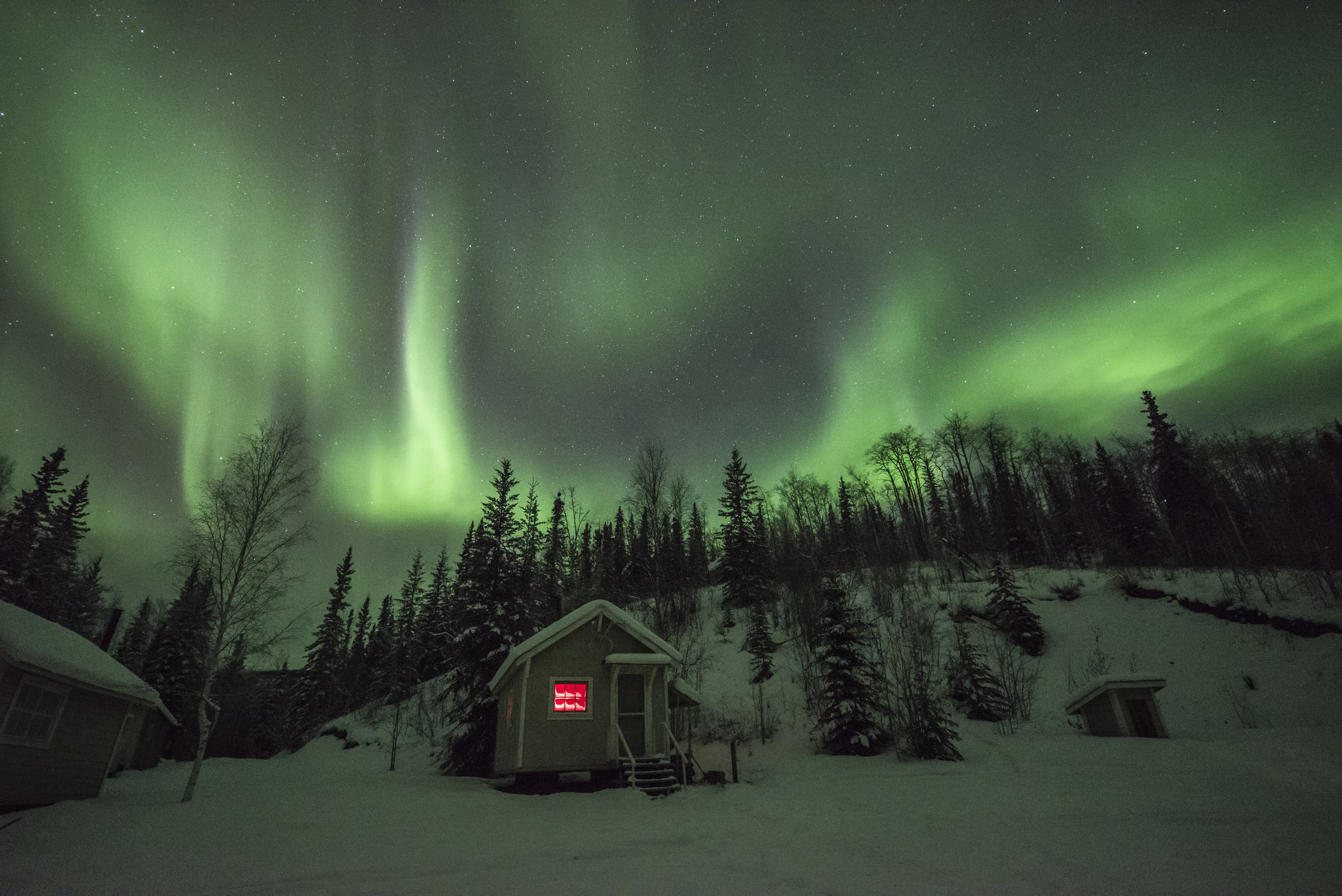 Free download high resolution image - free image free photo free stock image public domain picture -Aurora dances and shimmers overhead above a cabin at Coal Creek